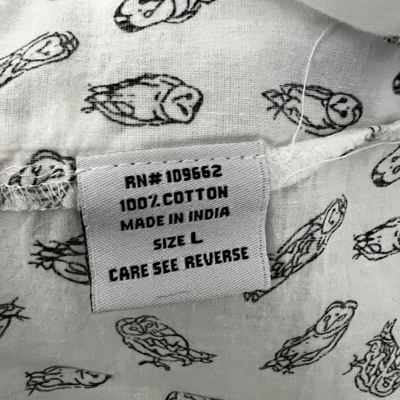 Tulip Demi Button Down Top, Owl Print, Size Large - Picture 4 of 7